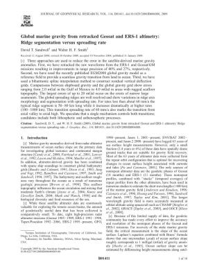 Reference: Sandwell, D. T., and W. H. F. Smith, Global Marine Gravity from Retracked Geosat and ERS-1 Altimetry