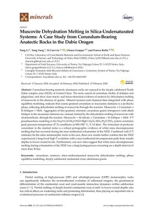 Muscovite Dehydration Melting in Silica-Undersaturated Systems: a Case Study from Corundum-Bearing Anatectic Rocks in the Dabie Orogen