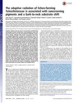 The Adaptive Radiation of Lichen-Forming Teloschistaceae Is Associated with Sunscreening Pigments and a Bark-To-Rock Substrate Shift