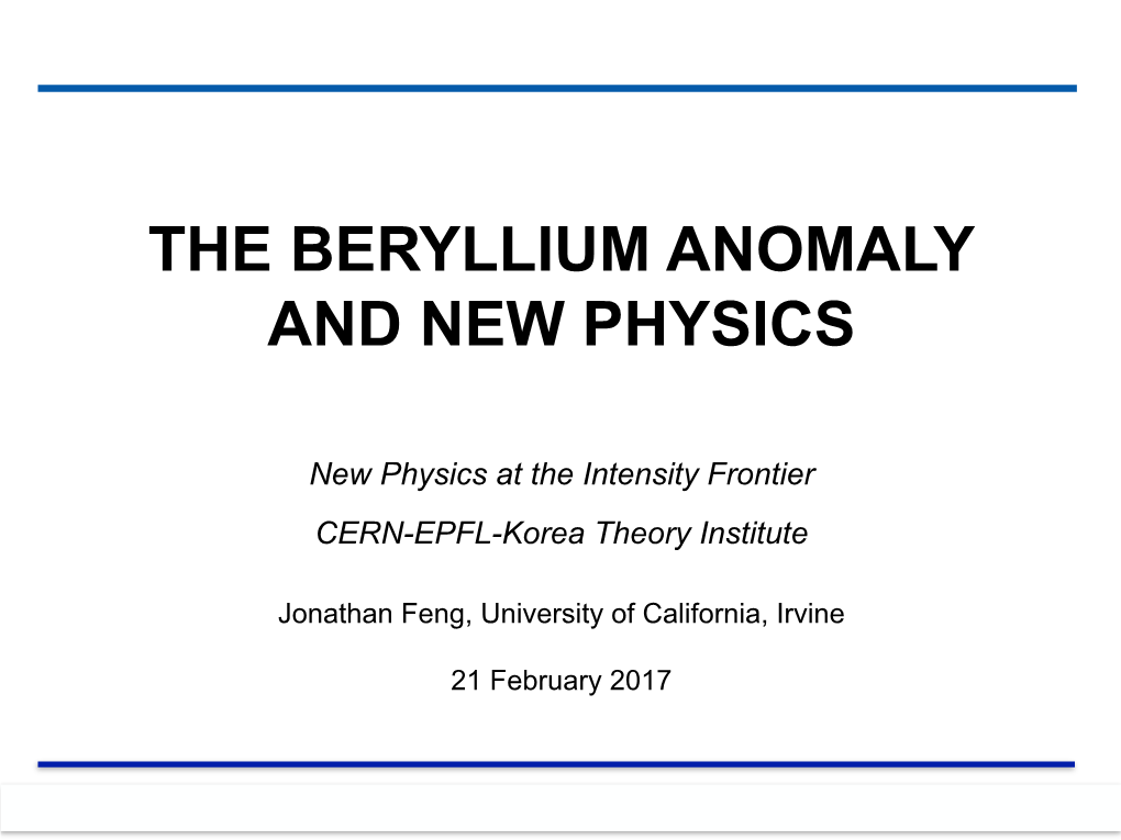 The Beryllium Anomaly and New Physics