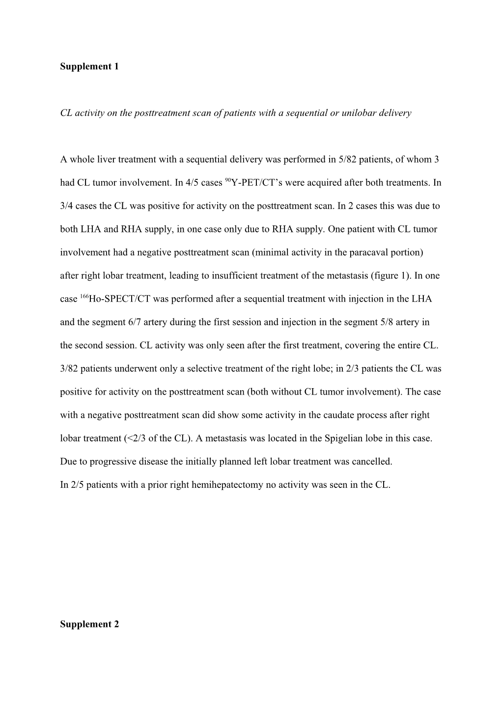 CL Activity on the Posttreatment Scan of Patients with a Sequential Or Unilobar Delivery