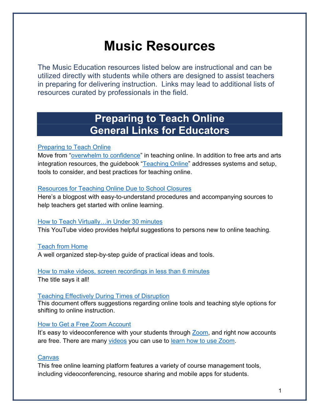 Music Resources