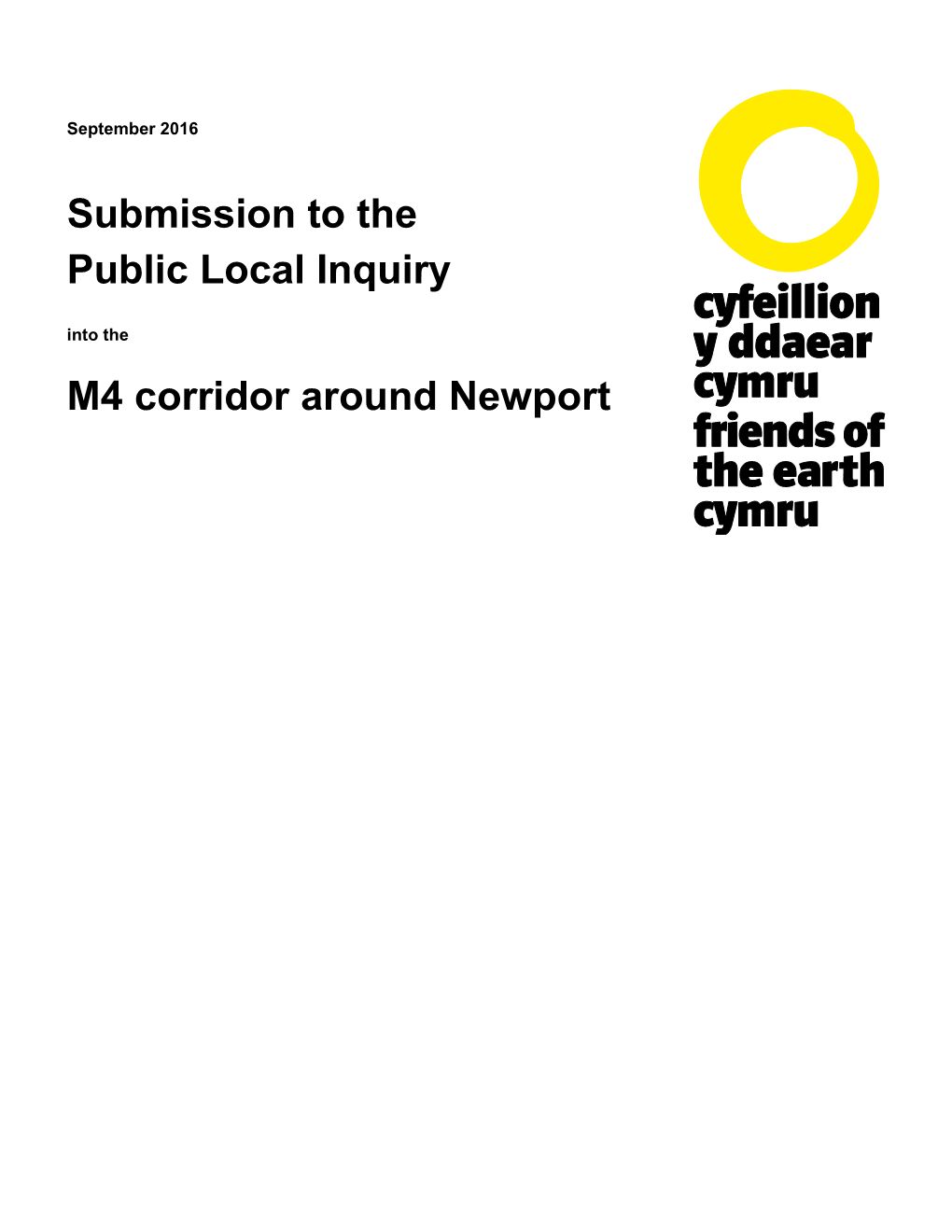 Submission to the Public Local Inquiry M4 Corridor Around Newport