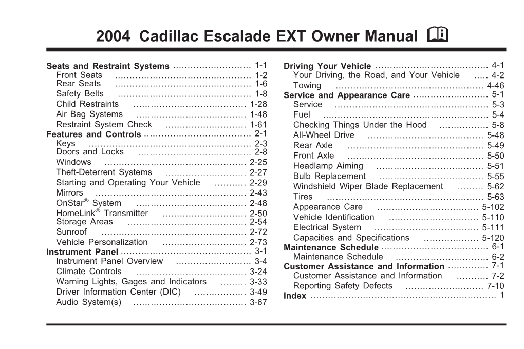 2004 Cadillac Escalade EXT Owner Manual M