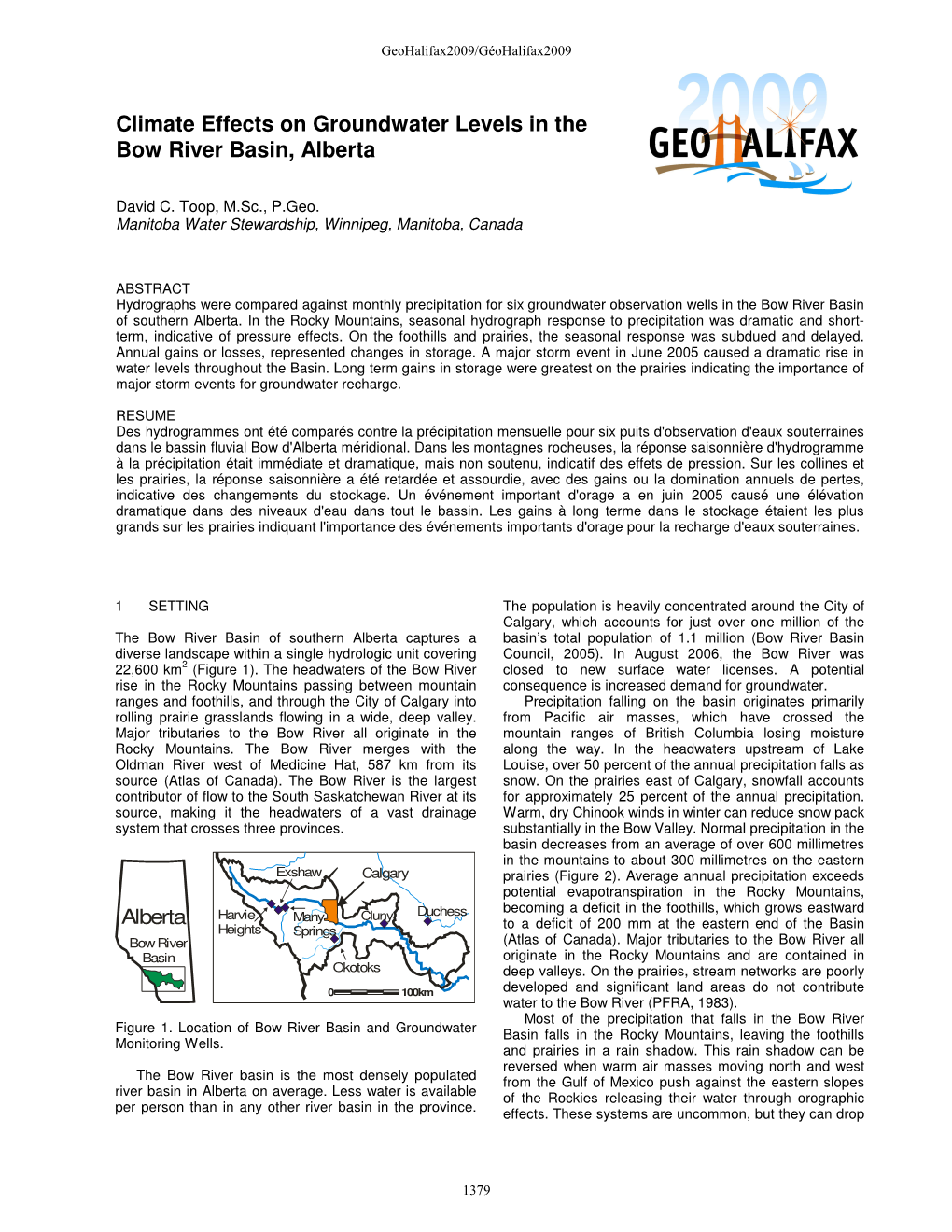 Climate Effects on Groundwater Levels in the Bow River Basin, Alberta