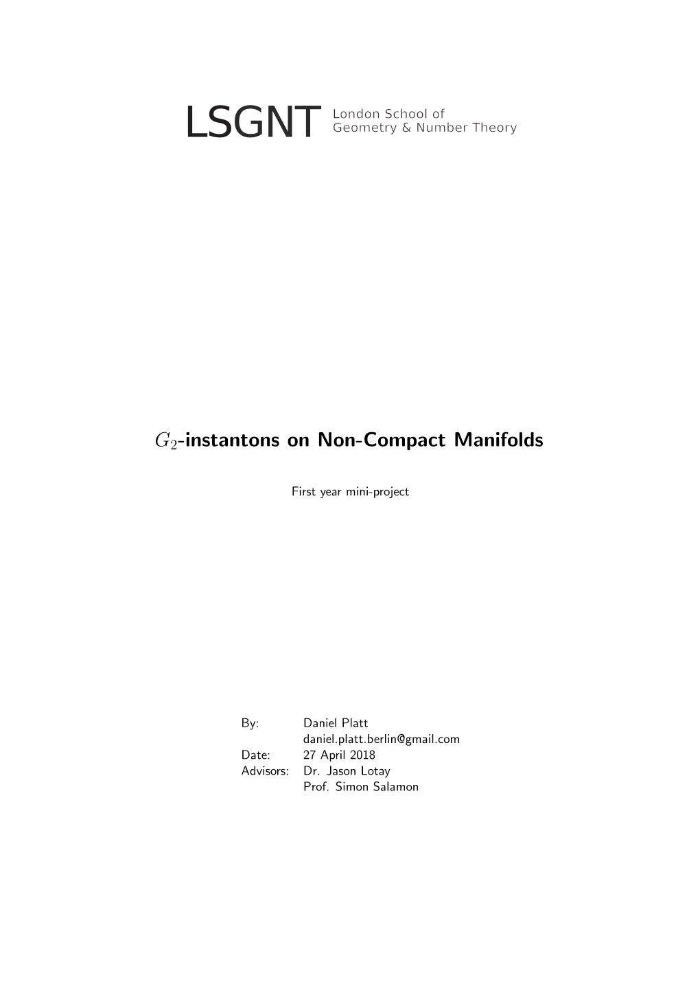 G2 -Instantons on Non-Compact Manifolds