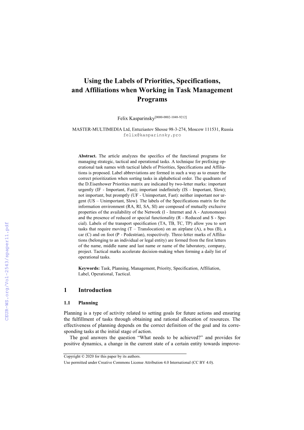 Using the Labels of Priorities, Specifications, and Affiliations When Working in Task Management Programs