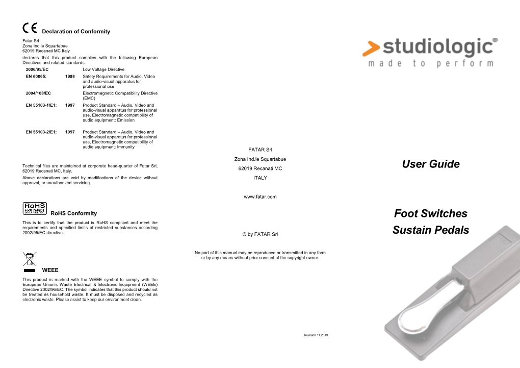 User Guide Foot Switches Sustain Pedals