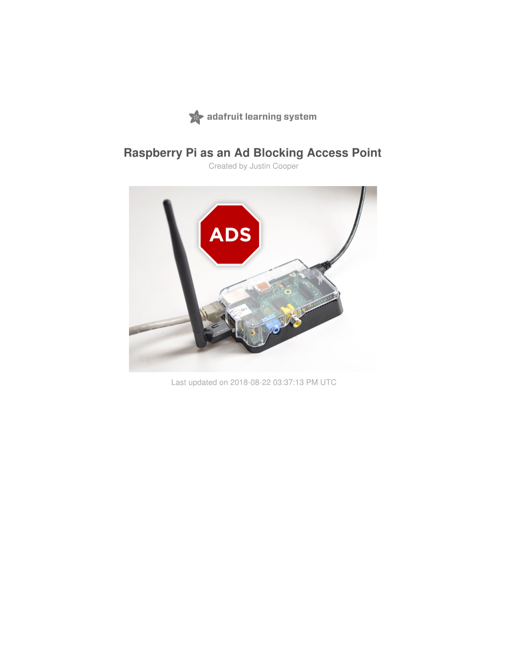 Raspberry Pi As an Ad Blocking Access Point Created by Justin Cooper