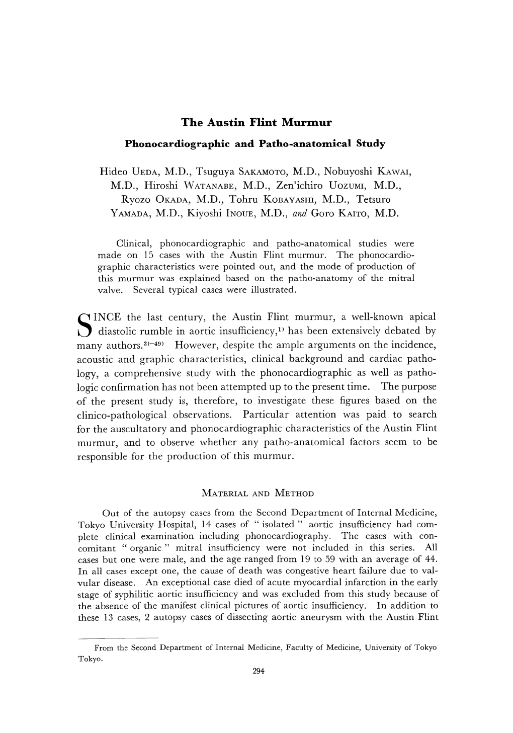 The Austin Flint Murmur Phonocardiographic and Patho