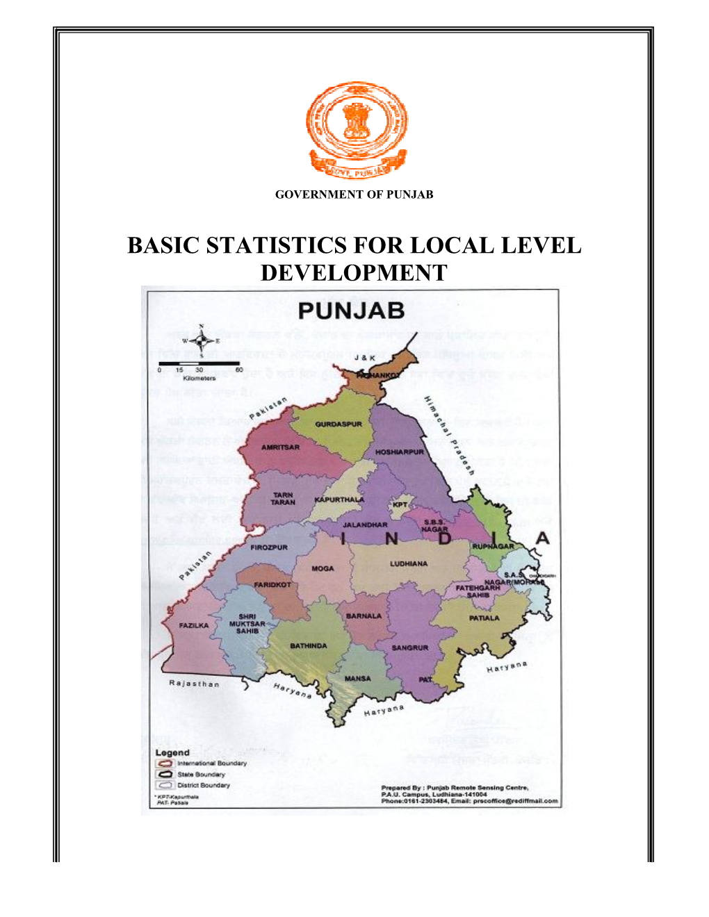 Basic Statistics for Local Level Development, District Rupnagar