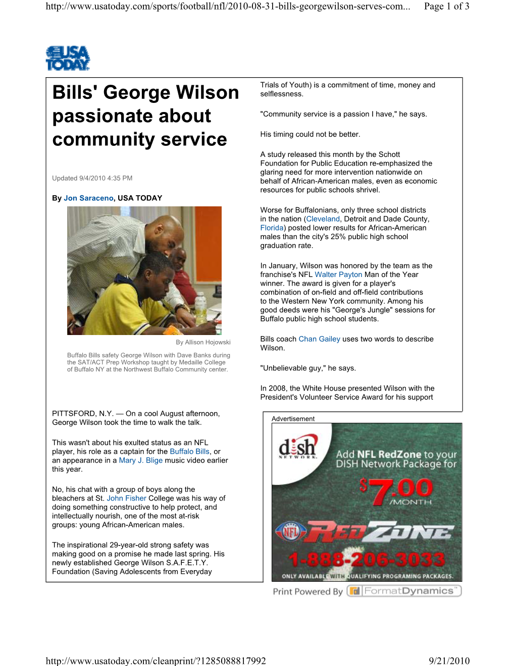 Bills' George Wilson Passionate About Community Service