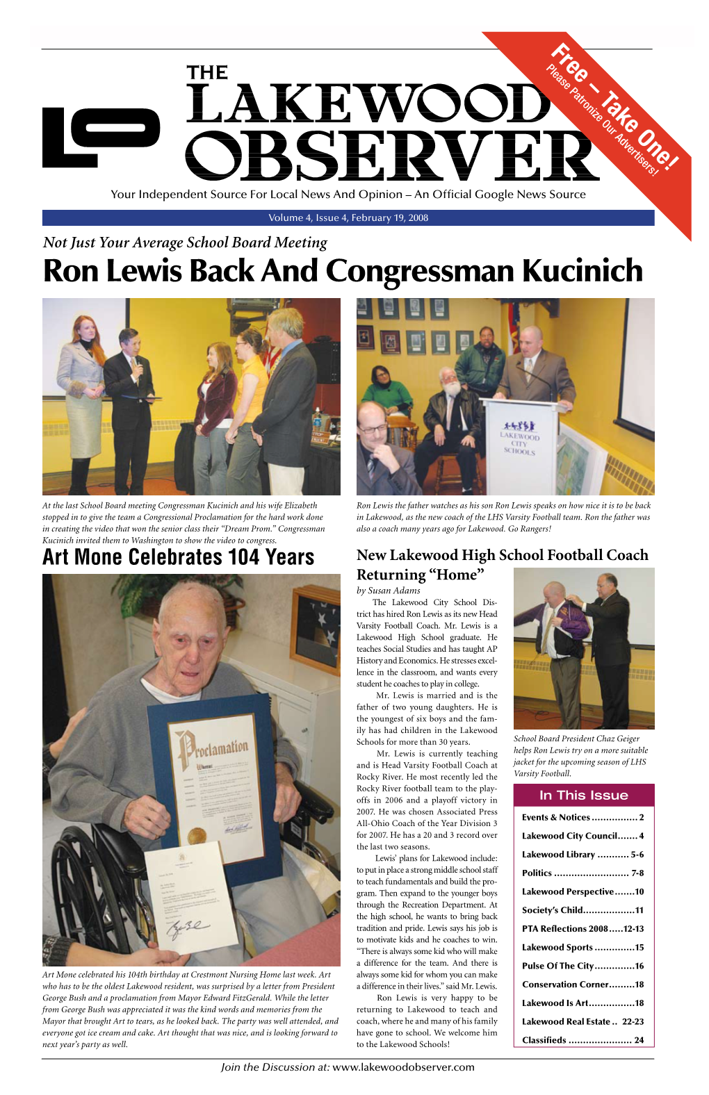 Ron Lewis Back and Congressman Kucinich