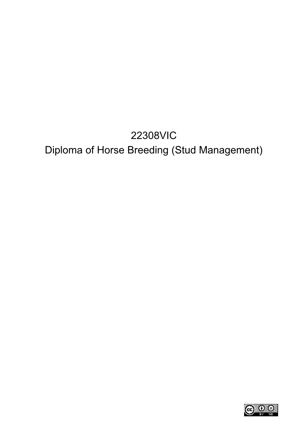 22308VIC - Diploma of Horse Breeding (Stud Management)