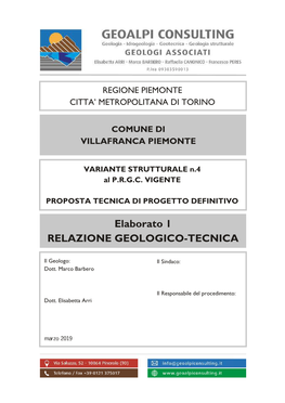 Elaborato 1 RELAZIONE GEOLOGICO-TECNICA COMUNE DI