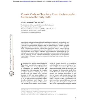 Cosmic Carbon Chemistry: from the Interstellar Medium to the Early Earth