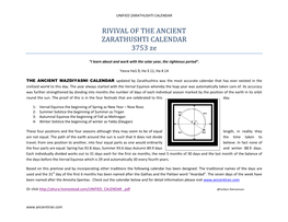 RIVIVAL of the ANCIENT ZARATHUSHTI CALENDAR 3753 Ze