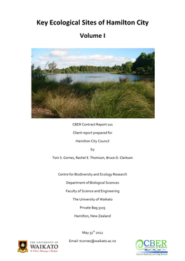 Key Ecological Sites of Hamilton City Volume I