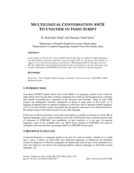 Multilingual Conversation Ascii to Unicode in Indic Script