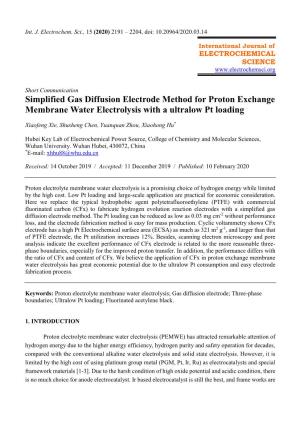 Simplified Gas Diffusion Electrode Method for Proton Exchange Membrane Water Electrolysis with a Ultralow Pt Loading