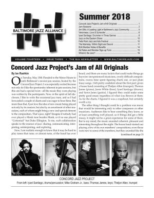 Summer 2018 Concord Jazz Project’S Jam of All Originals