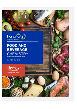 FOOD and BEVERAGE CHEMISTRY Proficiency Test List - EUR EUR