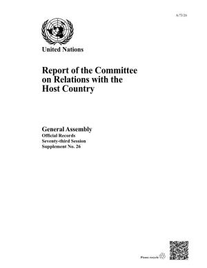 Report of the Committee on Relations with the Host Country