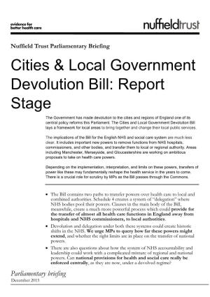 Cities & Local Government Devolution Bill: Report Stage