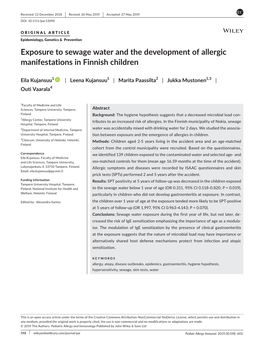 Exposure to Sewage Water and the Development of Allergic Manifestations in Finnish Children