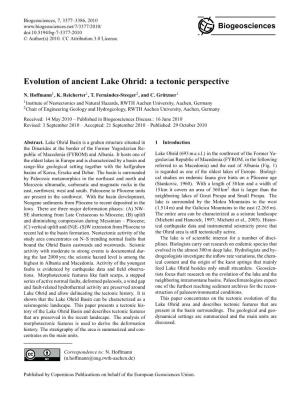 Evolution of Ancient Lake Ohrid: a Tectonic Perspective