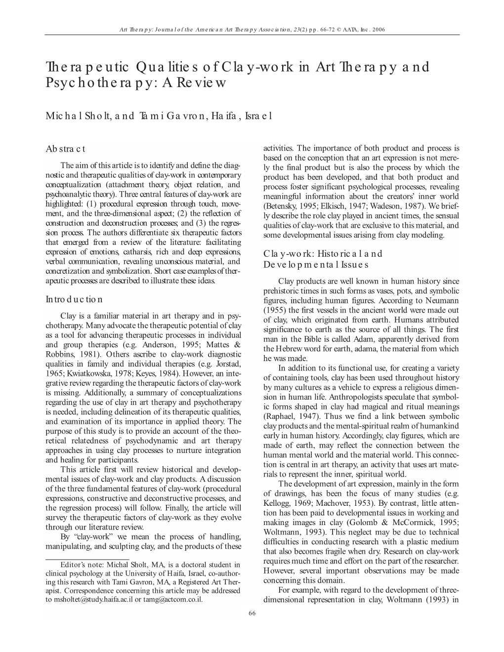 Therapeutic Qualities of Clay-Work in Art Therapy and Psychotherapy: a Review