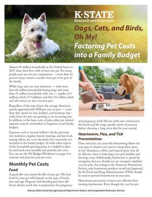 MF3368 Dogs, Cats, and Birds, Oh My! Factoring Pet Costs Into