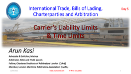 Bills of Ladings (Liability/Time Limits, and Shipper's