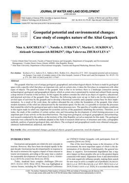 Geospatial Potential and Environmental Changes: Case Study of Complex Nature of the Altai Geopark 275