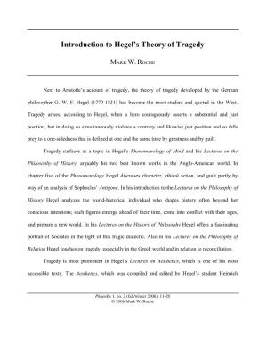 Introduction to Hegel's Theory of Tragedy