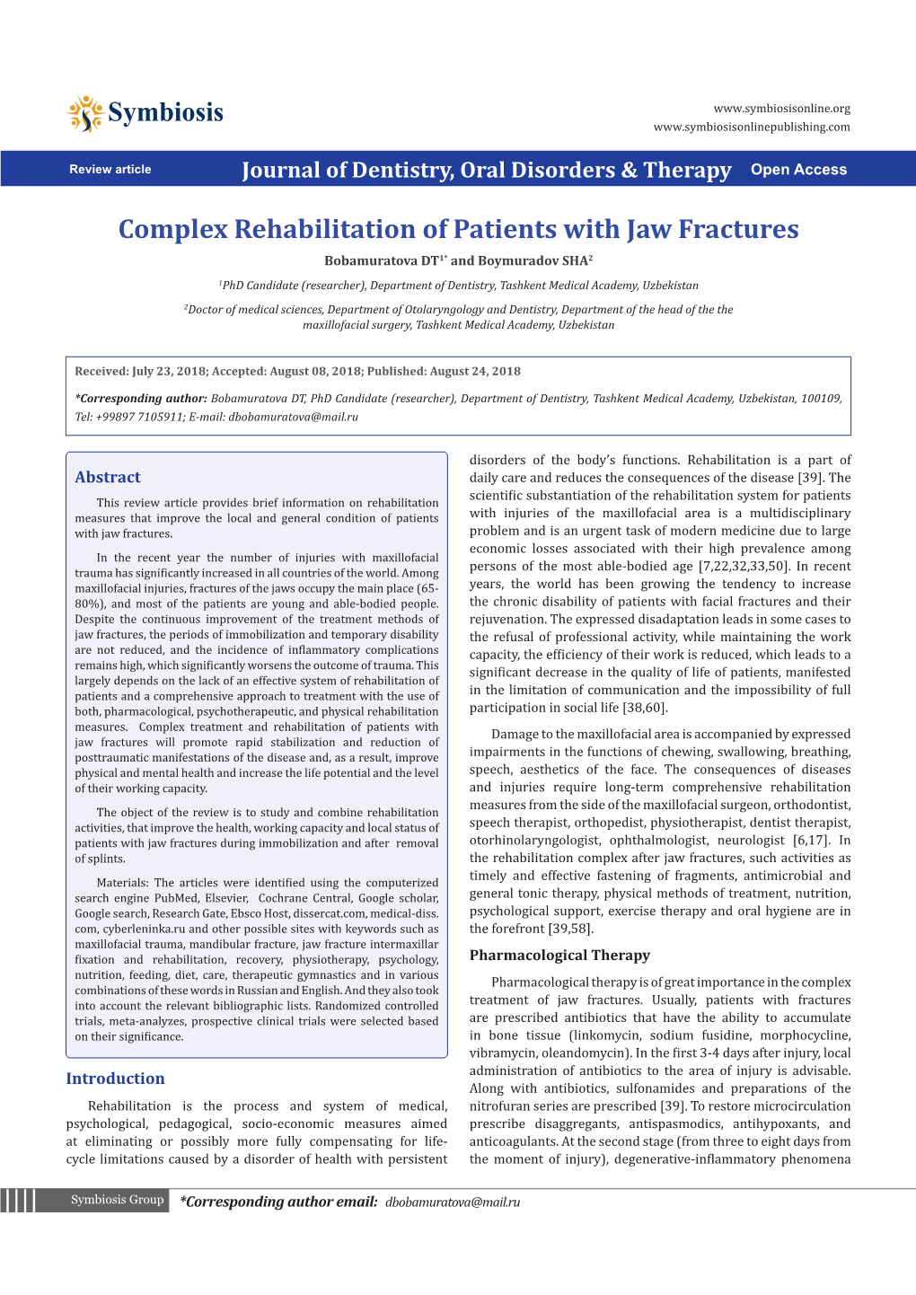 Complex Rehabilitation of Patients with Jaw Fractures