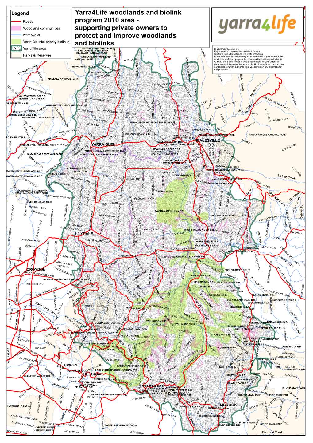 Yarra4life Woodlands and Biolink Program 2010 Area