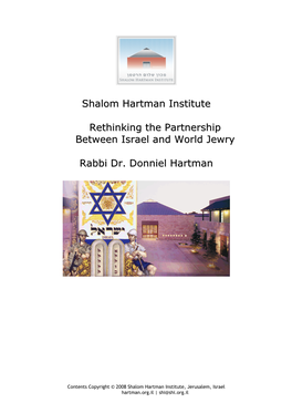 Shalom Hartman Institute Rethinking the Partnership Between Israel And