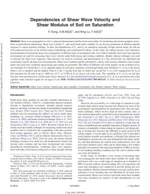Dependencies of Shear Wave Velocity and Shear Modulus of Soil on Saturation