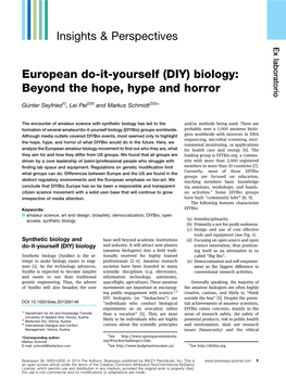 European Doityourself (DIY) Biology