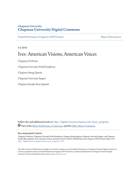Ives: American Visions, American Voices Chapman Orchestra