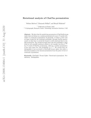 Rotational Analysis of Chacha Permutation