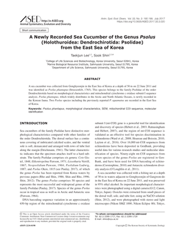 Holothuroidea: Dendrochirotida: Psolidae) from the East Sea of Korea