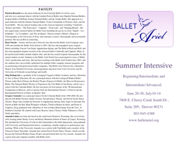 Ballet Ariel Summer Intensive Brochure