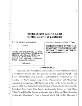 United States District Court Central District of California