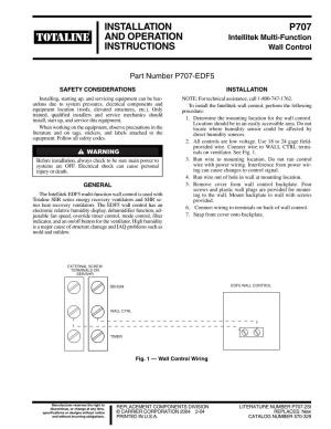 Installation and Operation Instructions P707