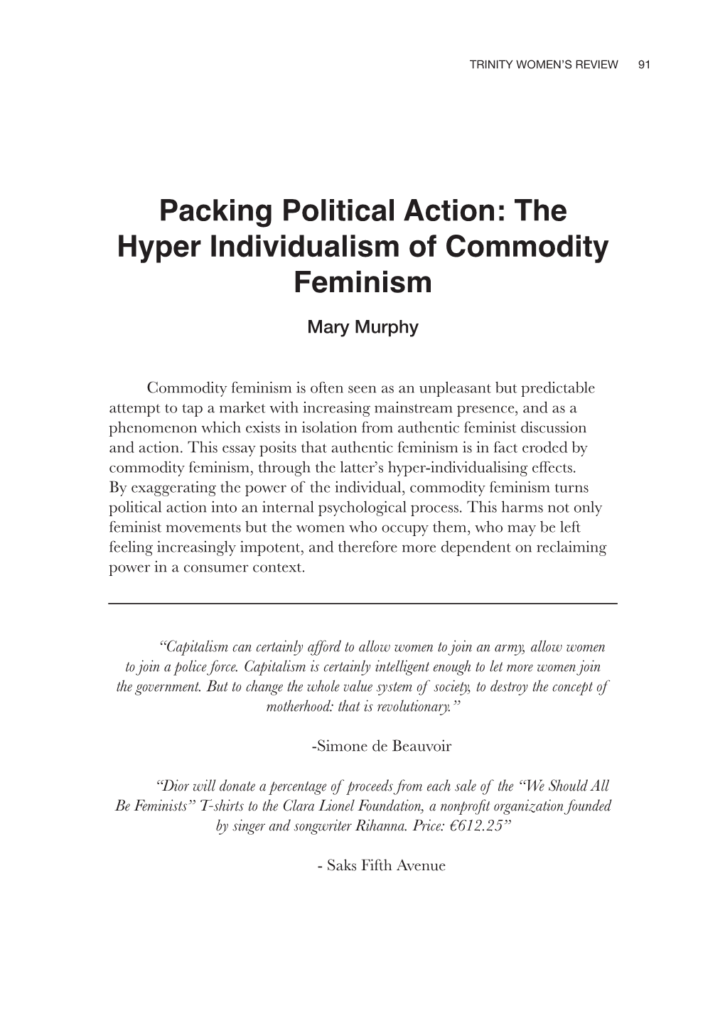 The Hyper Individualism of Commodity Feminism
