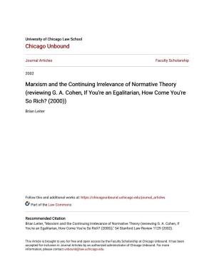 Marxism and the Continuing Irrelevance of Normative Theory (Reviewing G