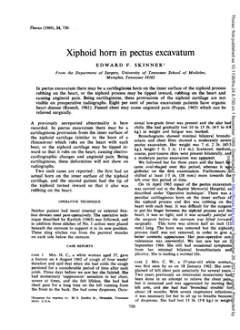 Xiphoid Horn in Pectus Excavatum EDWARD F