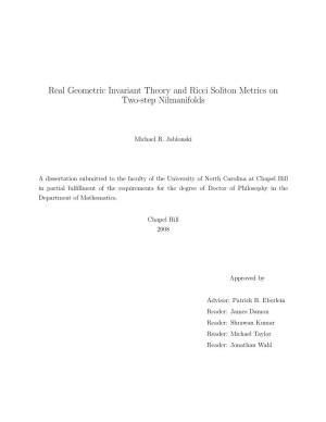 Real Geometric Invariant Theory and Ricci Soliton Metrics on Two-Step Nilmanifolds